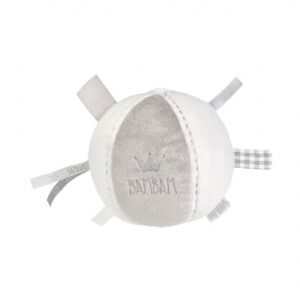 Ball with rattle and labels in grey/white, bambam