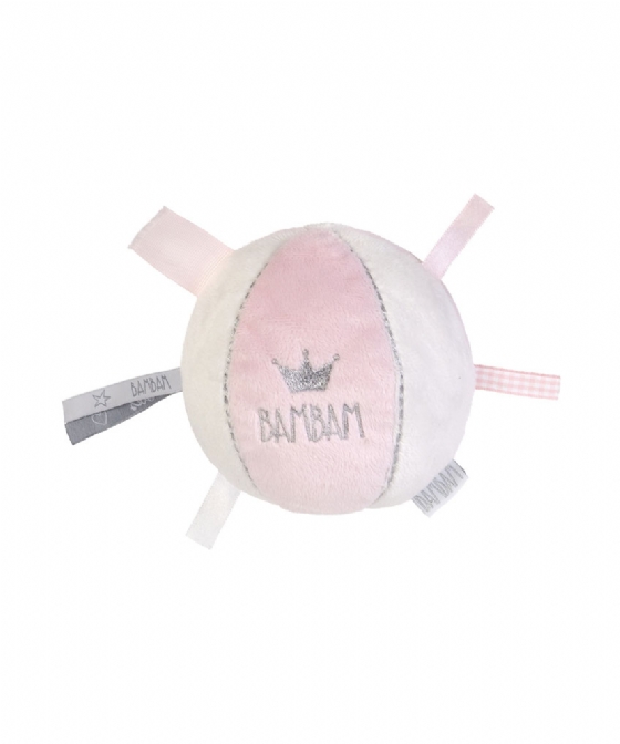 BamBam bal met labeltjes in roze/wit