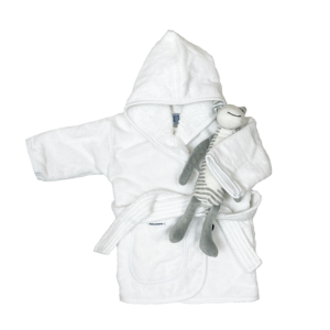 Baby bathrobe with soft toy zebra zoro from happy horse - white