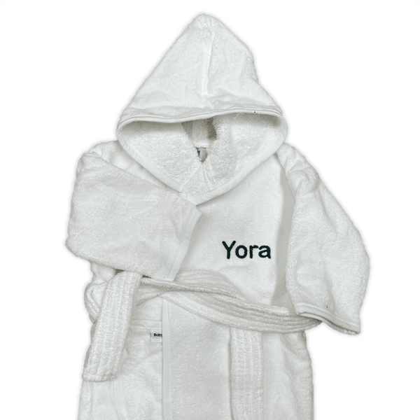 Gepersonaliseerde badjas - baby badjas met naam - effen wit