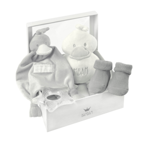 BamBam gift box gray, with tuttle, cuddle, socks and teether