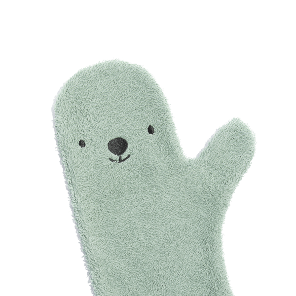 Nifty Shower Glove, bear in groen - ingezoomd