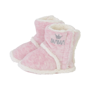 bambam booties in pink with white inside