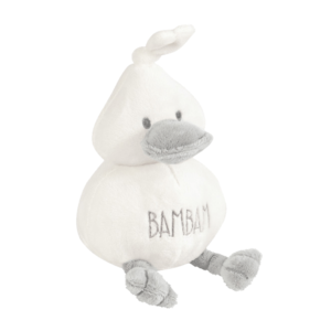 bambam duck cuddly toy in white with gray beak and feet