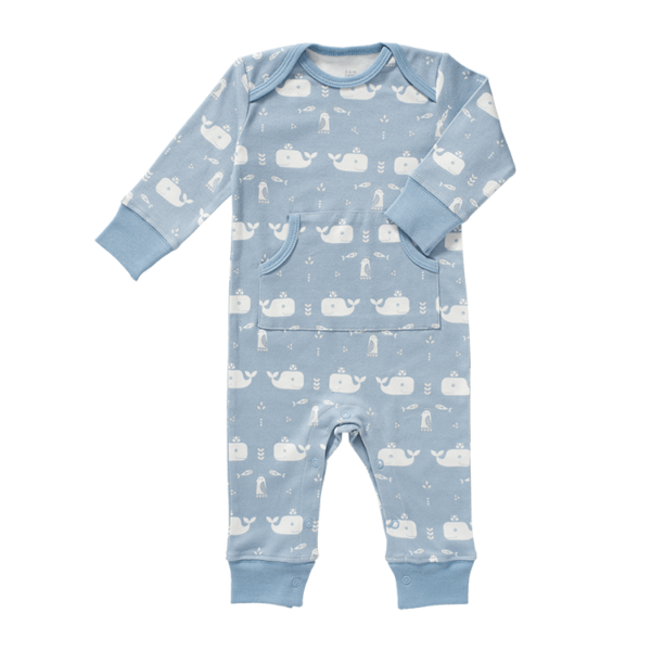 Fresk pyjama zonder voeten in blauw met witte walvissen