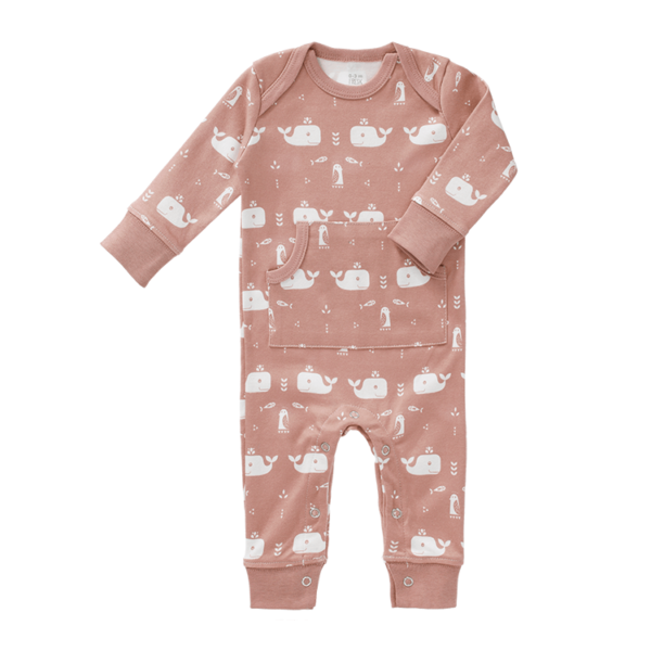Fresk pyjama zonder voeten in roze met witte walvissen