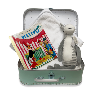 Mintgroen koffertje, witte badcape, Happy Horse Zebra Zoro en een Gouden Boekje naar keuze