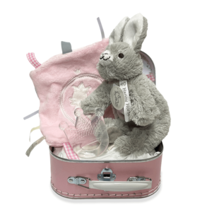 Effen roze koffertje, happy horse rabbit rio knuffeltje, bambam knuffeldoekje roze, bambam btijring