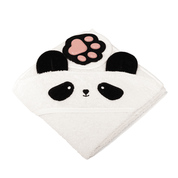 Nifty badcape panda, wit met zwart, Invented4Kids