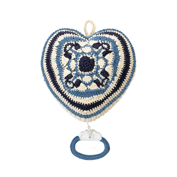 Anne Claire Petit - crocheted music heart in delft blue motif
