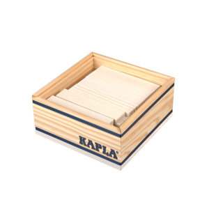 Kapla wooden box with the well-known boards in it in plain wood